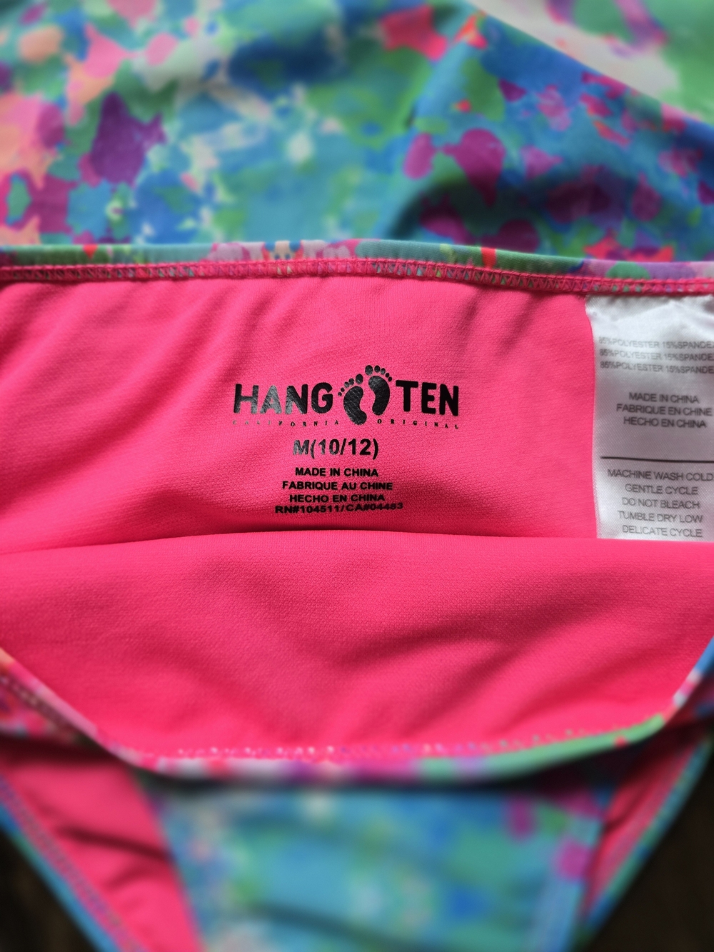 Hang Ten Girls' Bright Pink & Aqua Floral Tankini Set - Picture 3 of 3